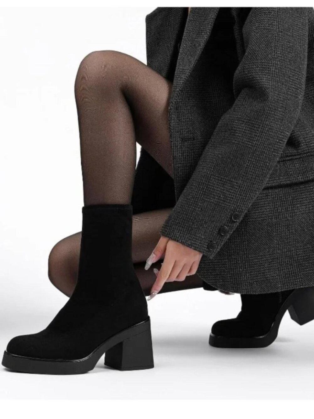 By Far Ellen Black Suede Boots